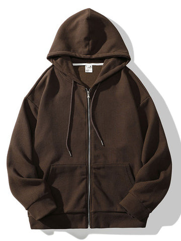 Relaxed Waffle Zip Hoodie